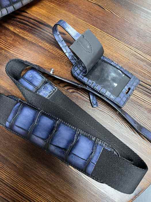 Berluti Crocodile Leather Tote Navy 01A