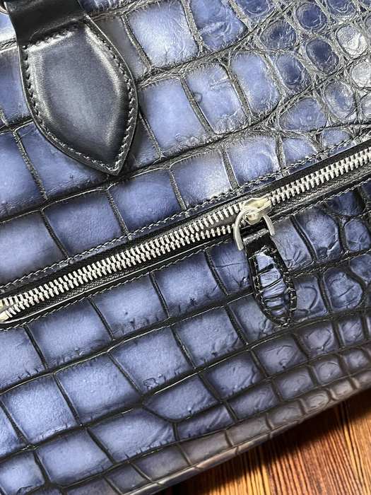 Berluti Crocodile Leather Tote Navy 01A