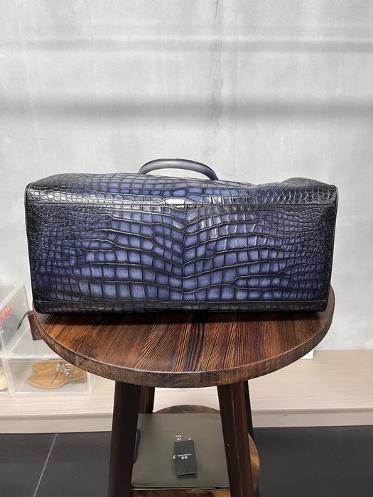 Berluti Crocodile Leather Tote Navy 01A