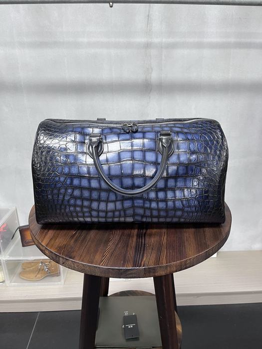 Berluti Crocodile Leather Tote Navy 01A