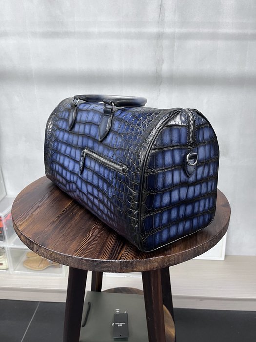 Berluti Crocodile Leather Tote Navy 01A