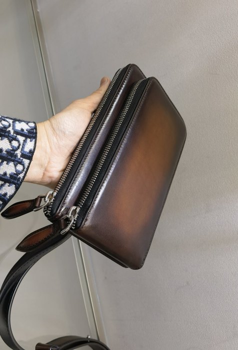 Berluti Tote Bag with Leather Finish Brown 01A