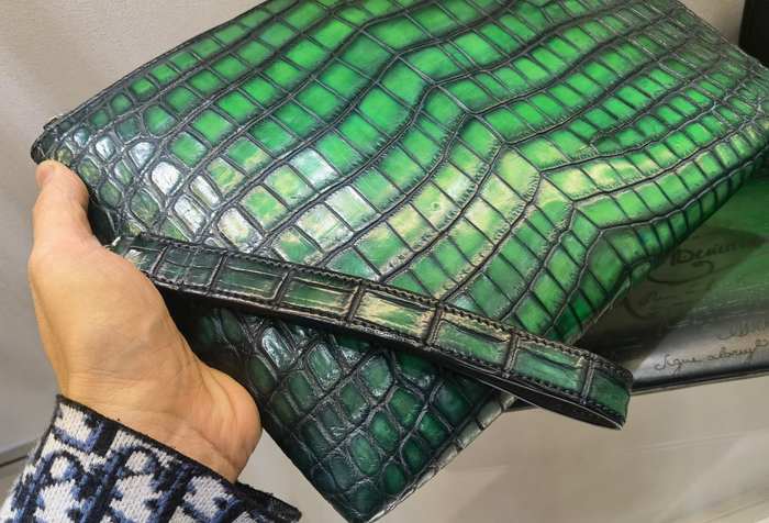 Berluti Tote bag with textured leather Green 01A