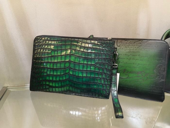 Berluti Tote bag with textured leather Green 01A