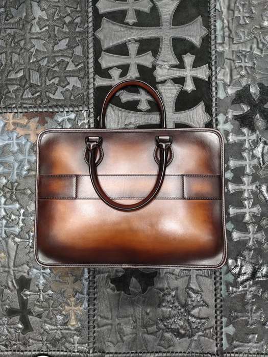 Berluti Tote with elegant leather finish Brown 01A