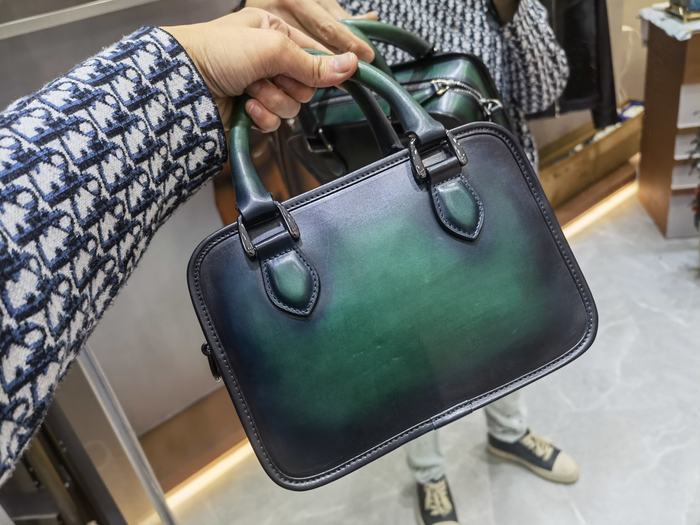 Berluti Tote with structured design Green 01A