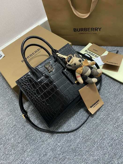 Burberry Tote bag with croc texture Black 01A