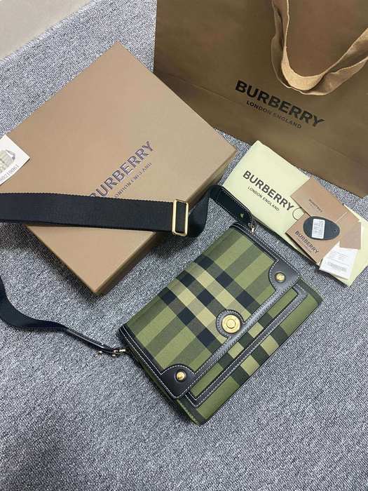 Burberry Tote bag with plaid design Green 01A