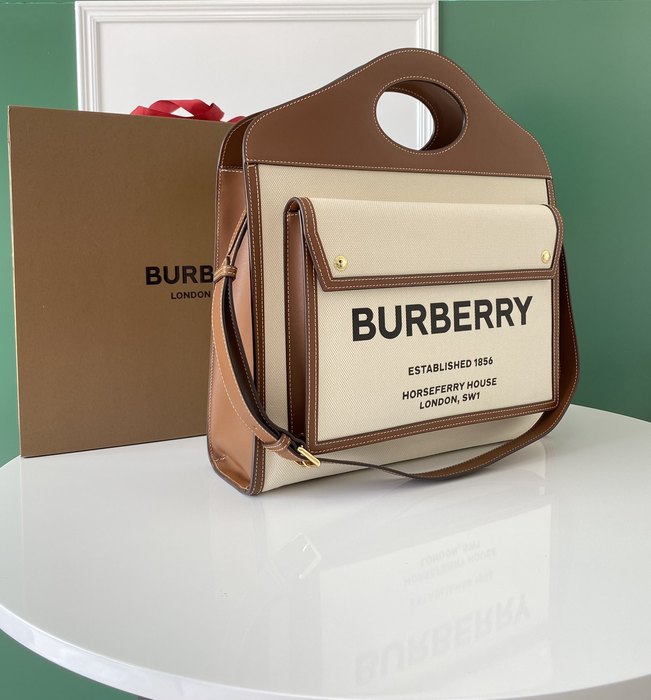 Burberry Tote with unique handle design Beige 01A
