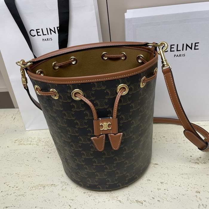 Celine Tote Bag with Leather Finish Brown 01A