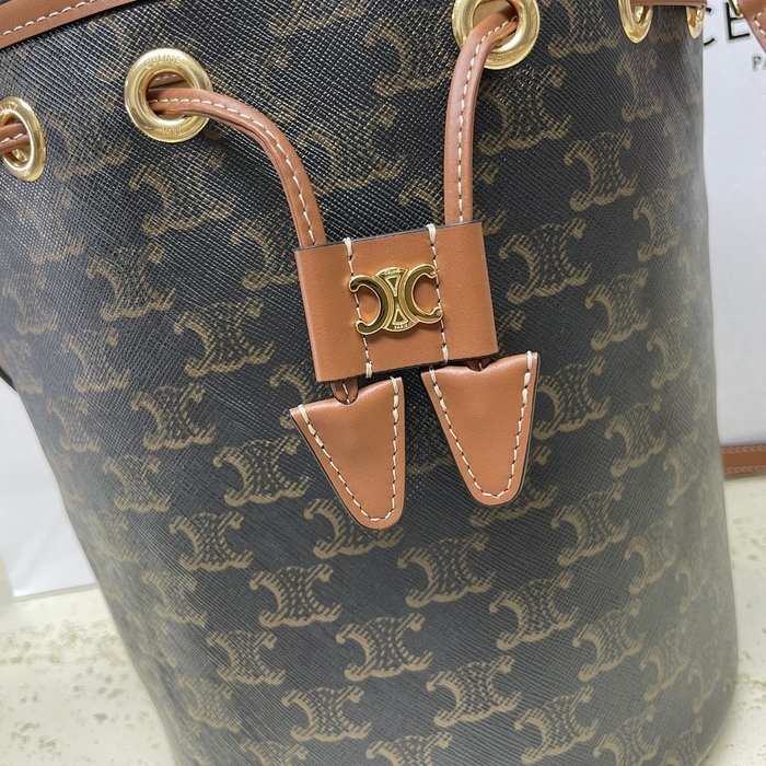 Celine Tote Bag with Leather Finish Brown 01A