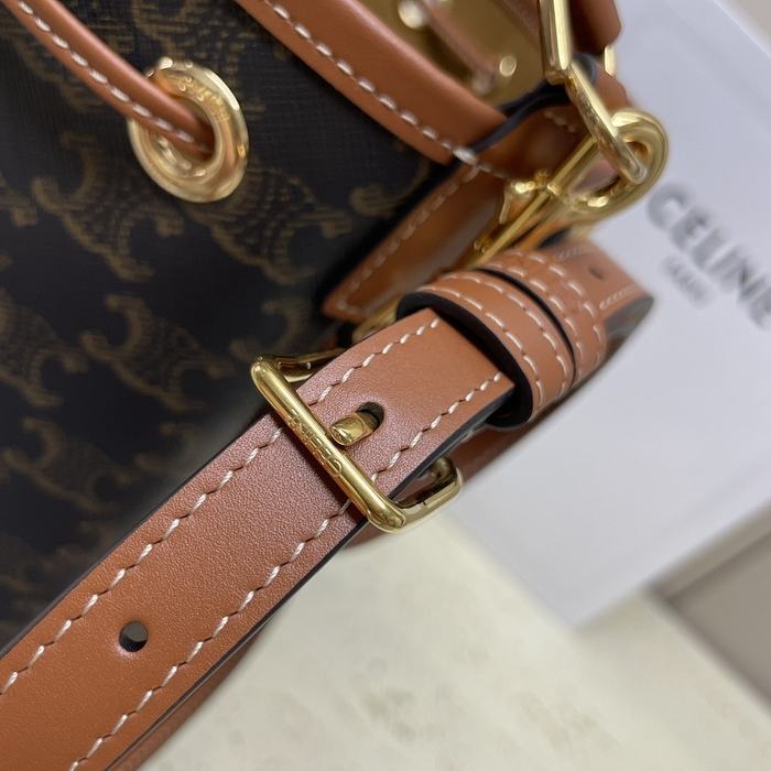 Celine Tote Bag with Leather Finish Brown 01A