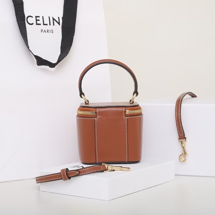 Celine Tote Bag with Structured Features Brown 01A