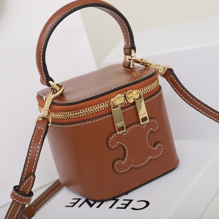 Celine Tote Bag with Structured Features Brown 01A