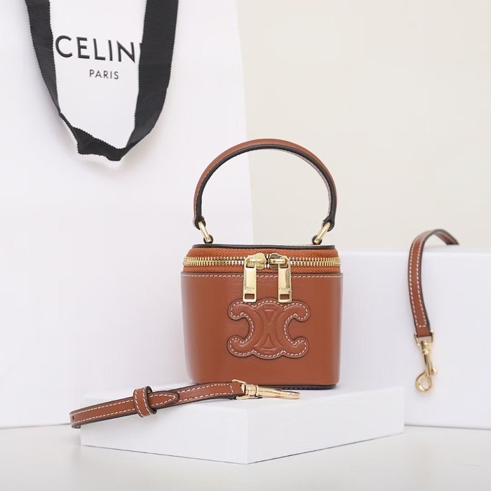 Celine Tote Bag with Structured Features Brown 01A