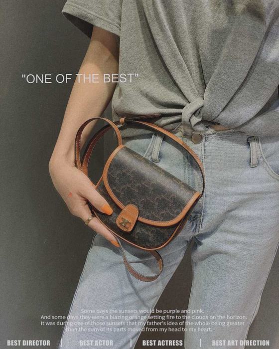 Celine Tote Bag with Stylish Traits Brown 01A 2