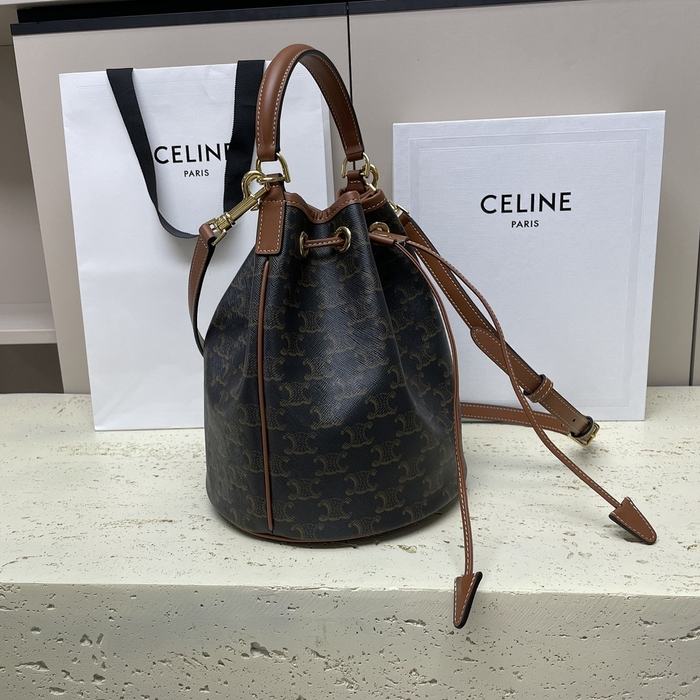 Celine Tote bag with drawstring and leather accents Grey 01A