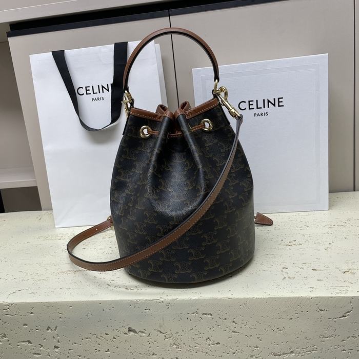 Celine Tote bag with drawstring and leather accents Grey 01A