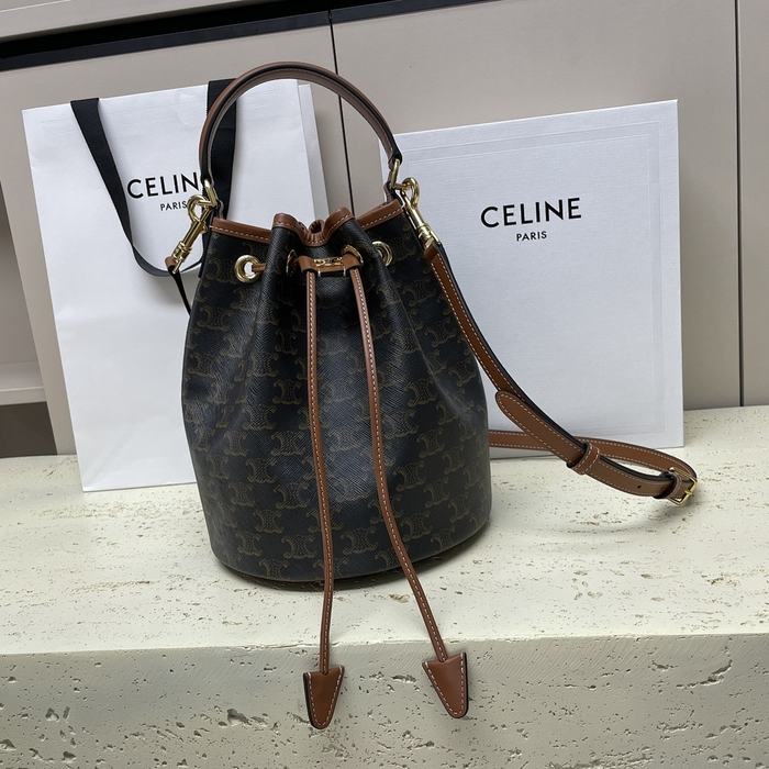 Celine Tote bag with drawstring and leather accents Grey 01A