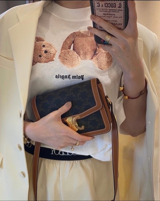 Celine Tote bag with leather accents Brown 01A