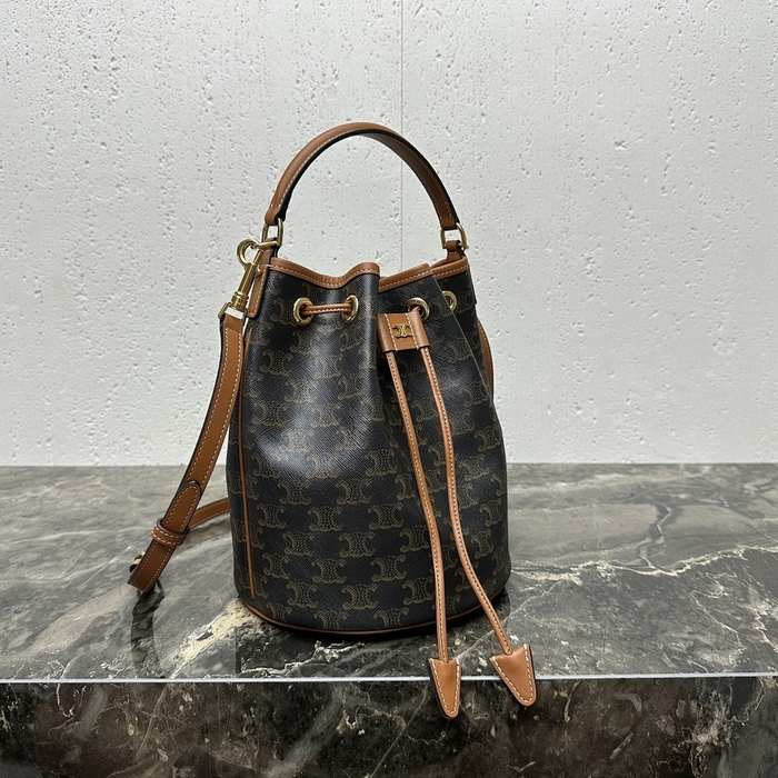 Celine Tote bag with leather drawstring features Brown 01A