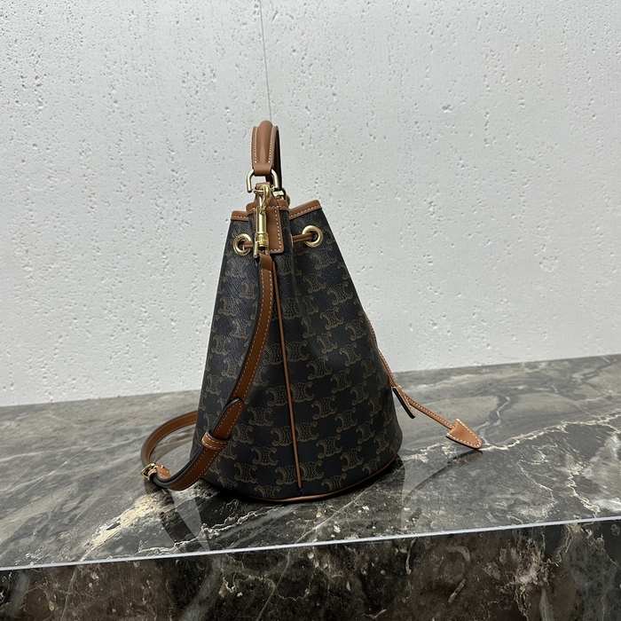 Celine Tote bag with leather drawstring features Brown 01A