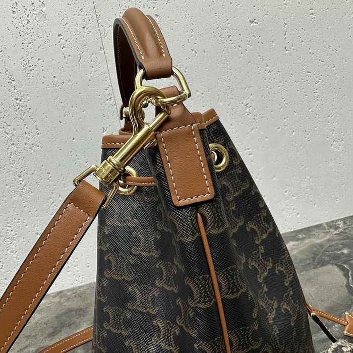 Celine Tote bag with leather drawstring features Brown 01A