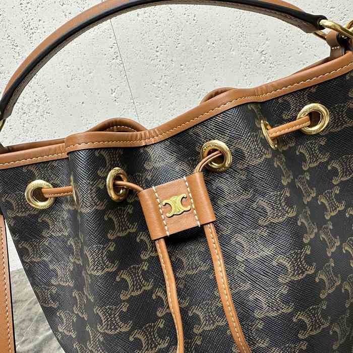 Celine Tote bag with leather drawstring features Brown 01A
