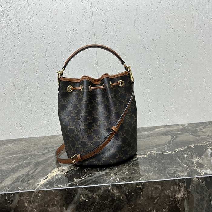 Celine Tote bag with leather drawstring features Brown 01A