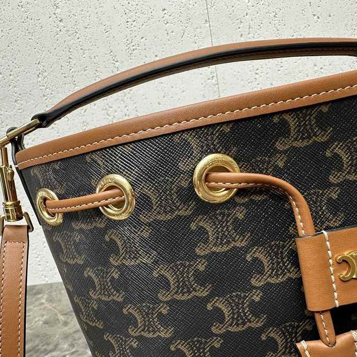 Celine Tote bag with leather drawstring features Brown 01A