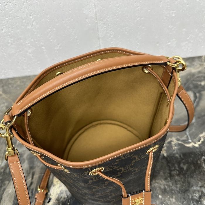 Celine Tote bag with leather drawstring features Brown 01A