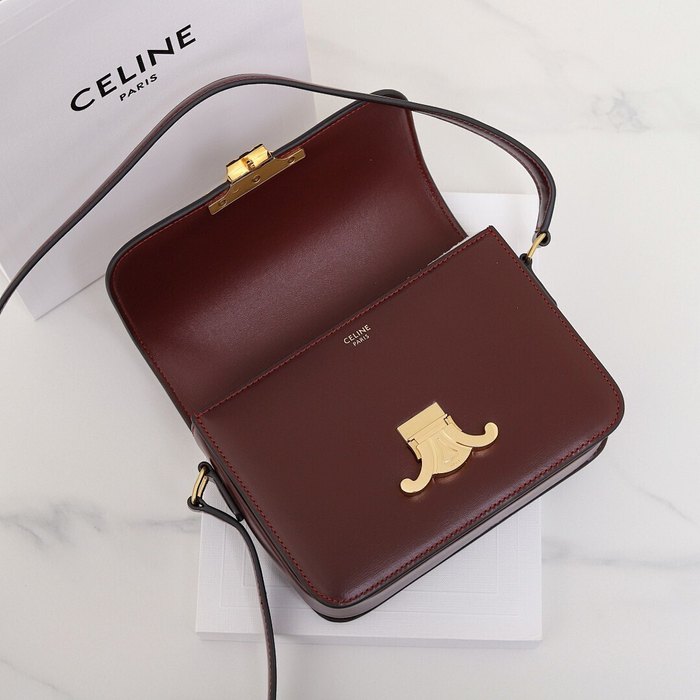 Celine Tote bag with structured design Burgundy 01A