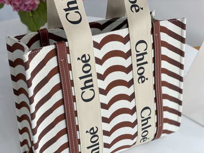Chloe Striped Tote Brown 01A