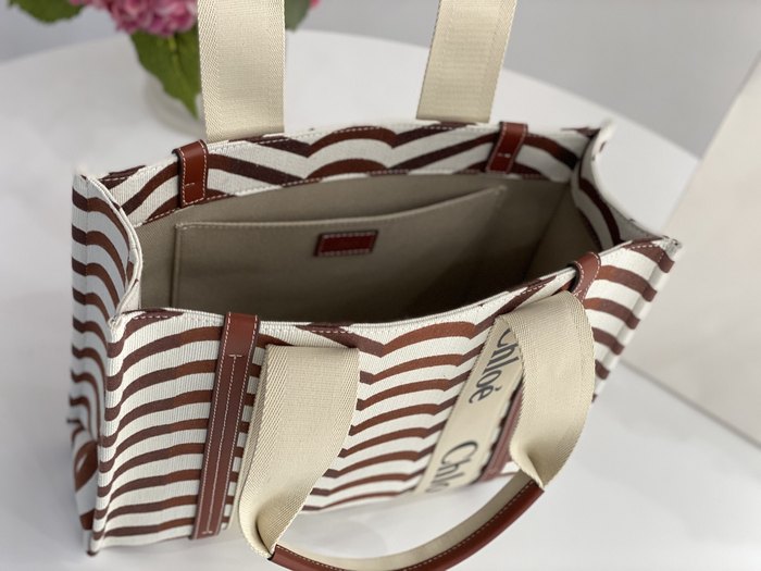 Chloe Striped Tote Brown 01A