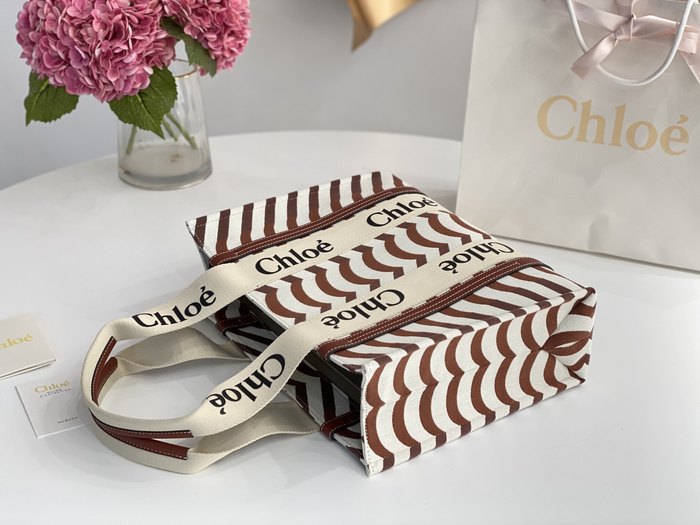 Chloe Striped Tote Brown 01A