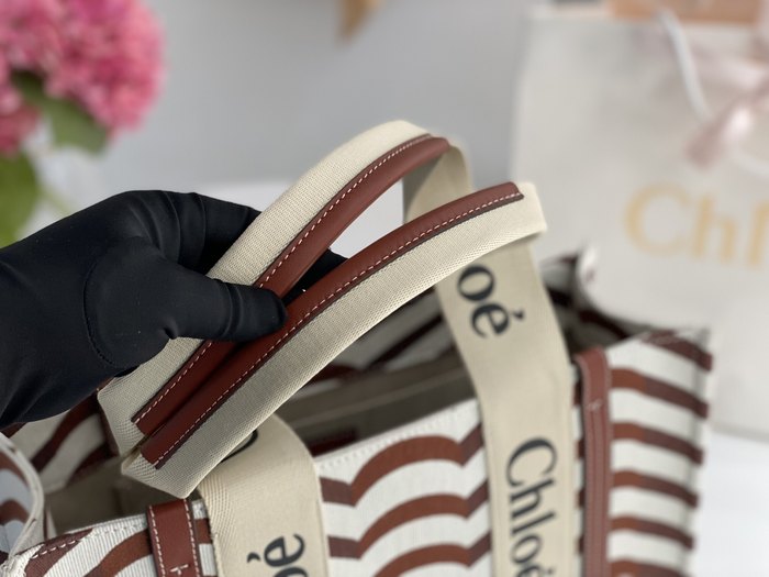 Chloe Striped Tote Brown 01A