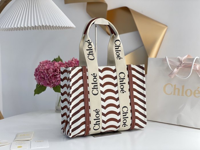 Chloe Striped Tote Brown 01A