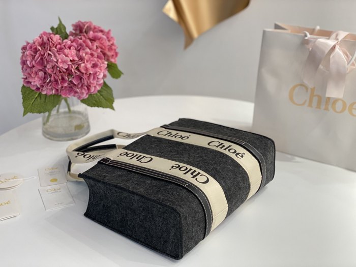 Chloe Tote bag with stylish traits Black 01A