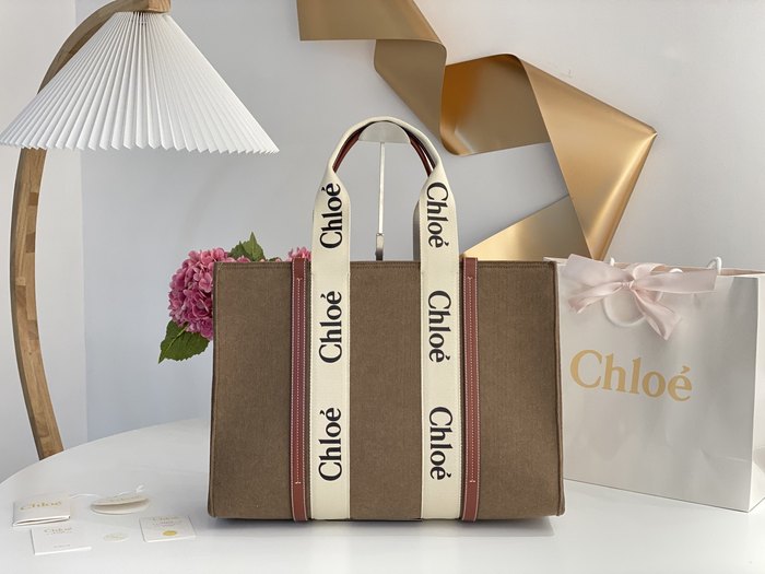 Chloe Tote bag with stylish traits Brown 01A 4