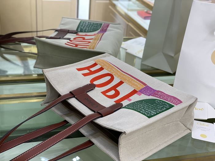 Chloe Tote with stylish traits Beige 01A