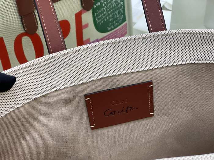 Chloe Tote with stylish traits Beige 01A