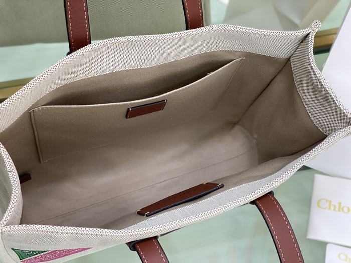 Chloe Tote with stylish traits Beige 01A