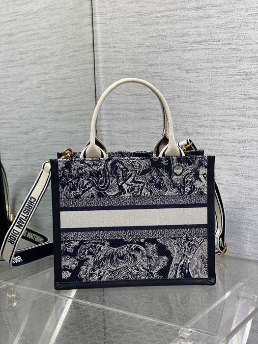 Dior Canvas Tote with Elegant Traits Navy 01A