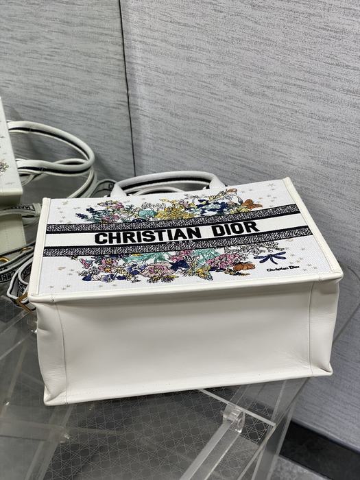 Dior Canvas Tote with Floral Design White 01A