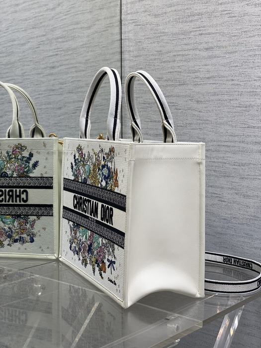 Dior Canvas Tote with Floral Design White 01A