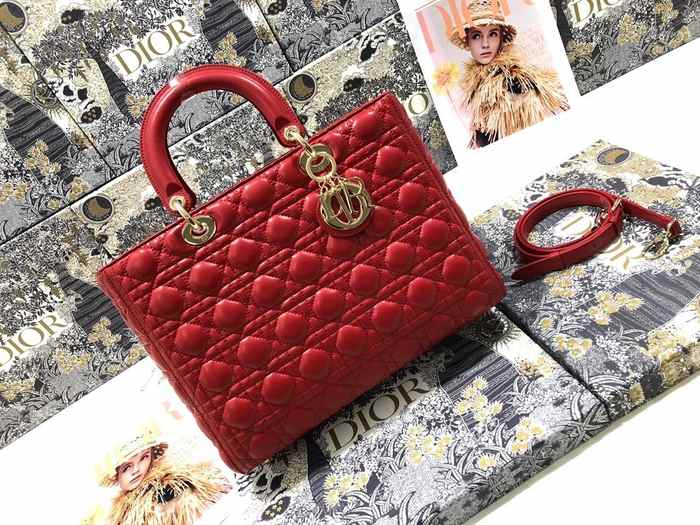 Dior Quilted Tote Red 01A