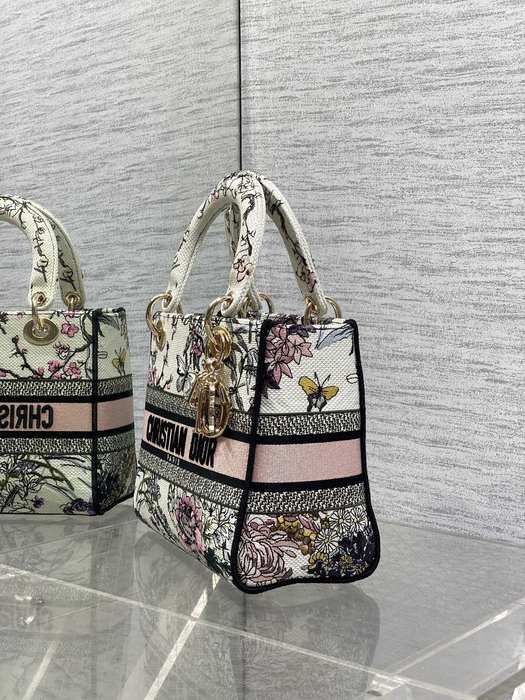 Dior Tote Bag with Floral Design White 01A