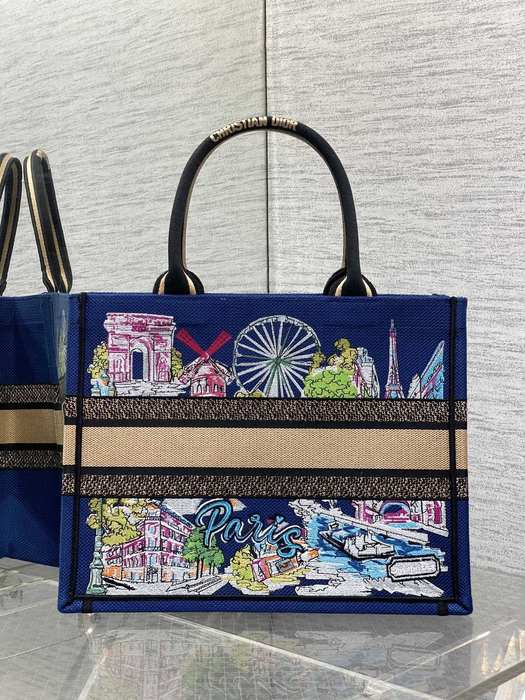 Dior Tote bag with artistic elements Navy 01A