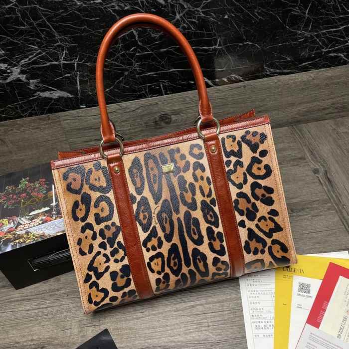 DolceGabbana Leopard Print Tote Brown 01A