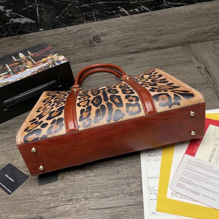 DolceGabbana Leopard Print Tote Brown 01A